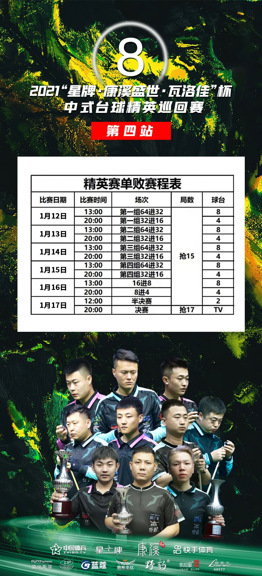 2021“星牌·康溪盛世·瓦洛佳”杯中式台球精英巡回赛第四站及总决赛日程公布！